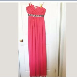 NWT BCBGENERATION Long dress Red Pink ruffle 6